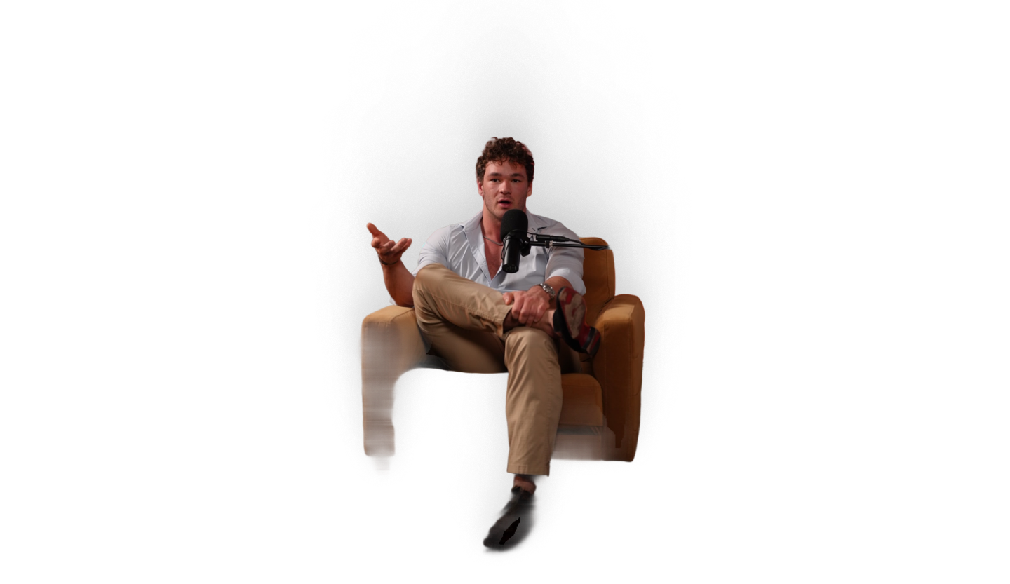 John Mark Stevenson seated in his studio chair